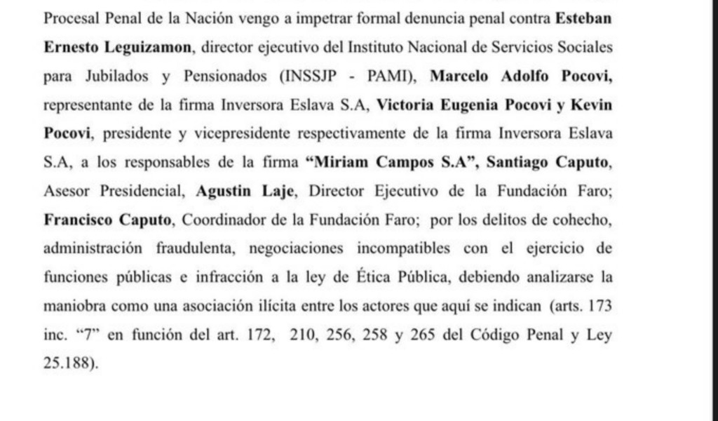 ÚLTIMO MOMENTO: Gregorio Dalbón DENUNCIÓ PENALMENTE A SANTIAGO CAPUTO Y AGUSTÍN LAJE POR ADMINISTRACIÓN FRAUDULENTA.  ‼️ Según el abogado, LE ALQUILARON UN PISO POR $65 MILLONES POR MES AL PAMI PARA DESVIAR FONDOS A LA FUNDACIÓN EL FARO.