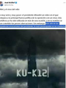 Milei criticado por propios y ajenos por el video del virus