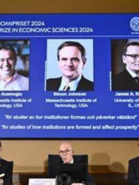 Tres expertos ganan el Nobel de Economía por investigar las diferencias de prosperidad entre países